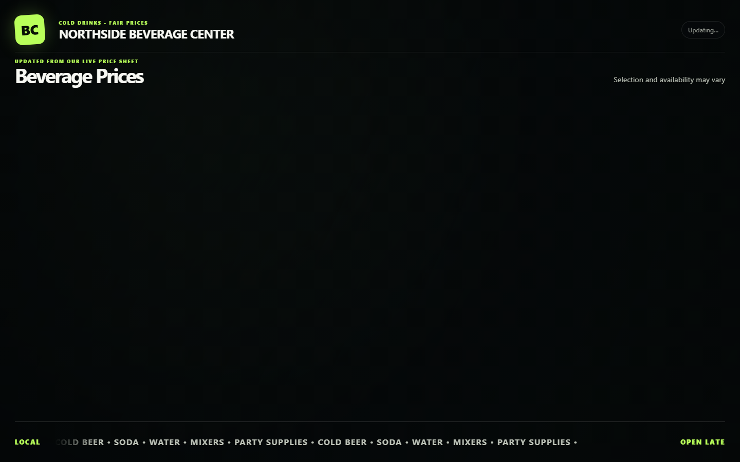 Digital menu board preview