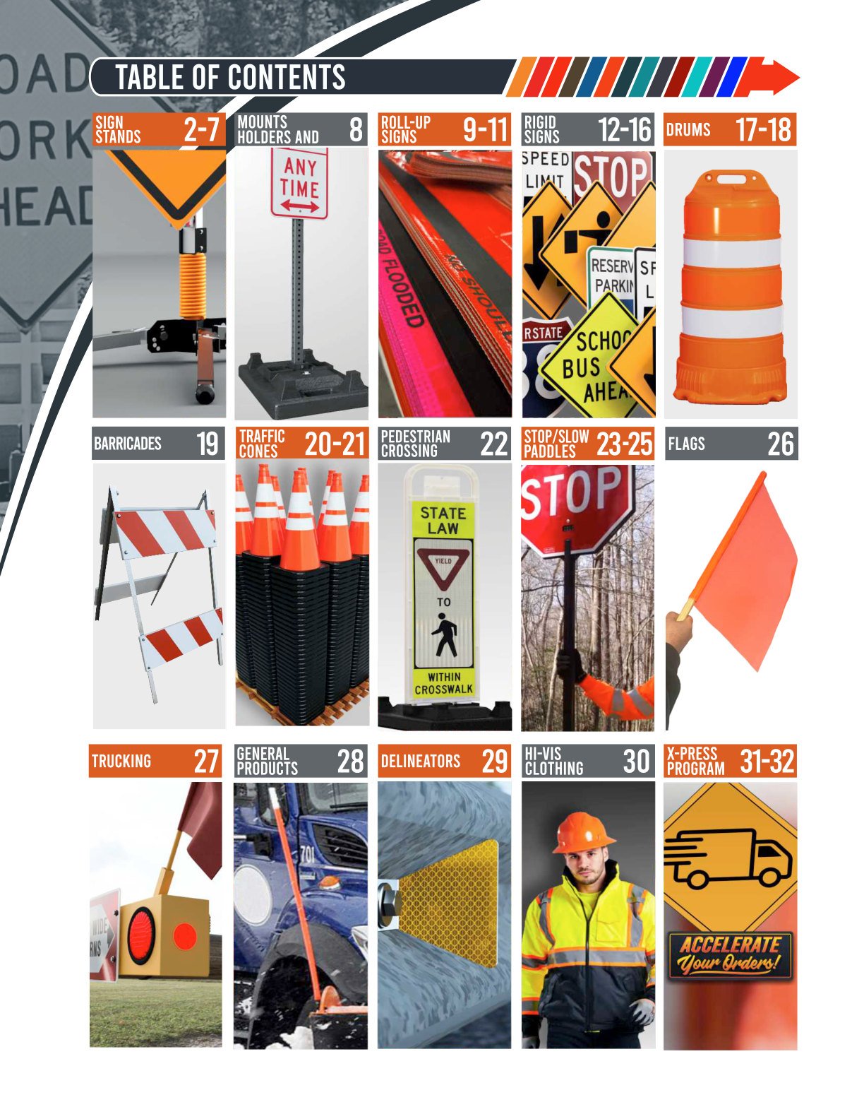 Industrial catalog table of contents