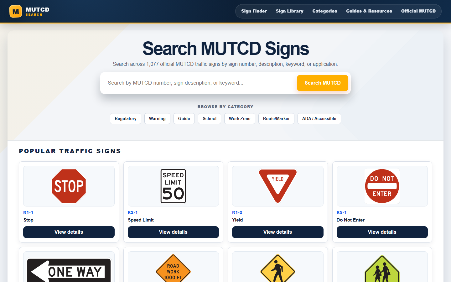 MUTCD Search website preview